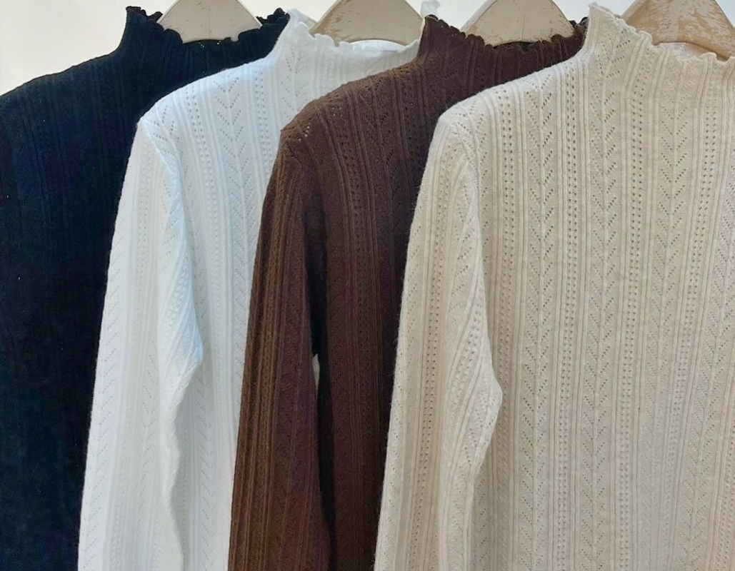 韓 小高領人字紋上衣 5色 size