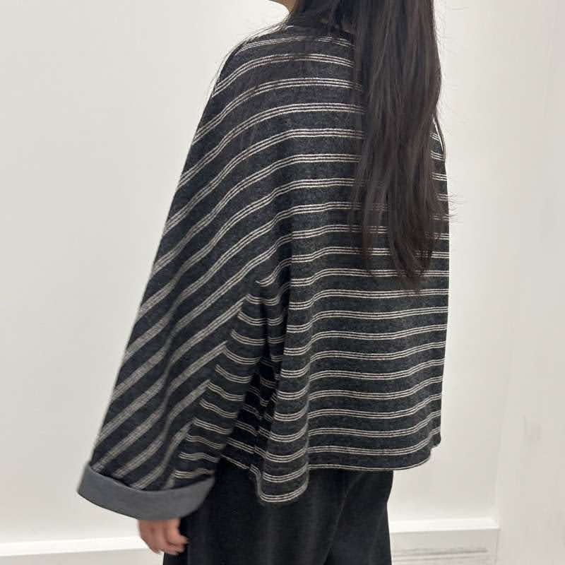 韓 袖反摺條文上衣 2色 size