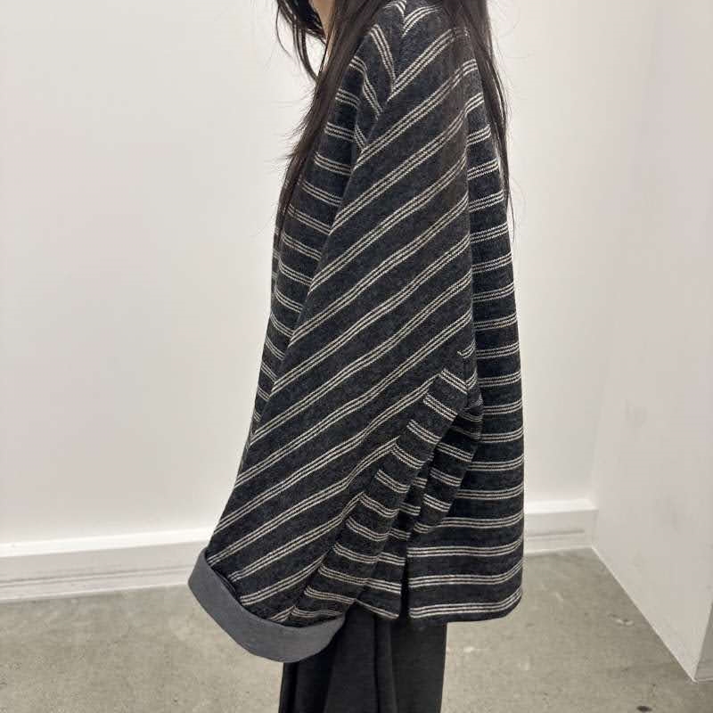 韓 袖反摺條文上衣 2色 size