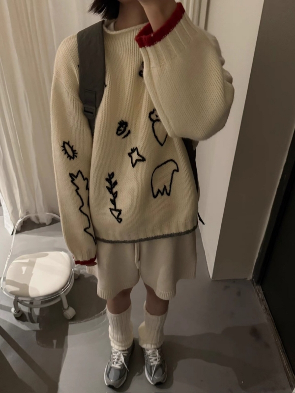 韓 線條圖案上衣 3色