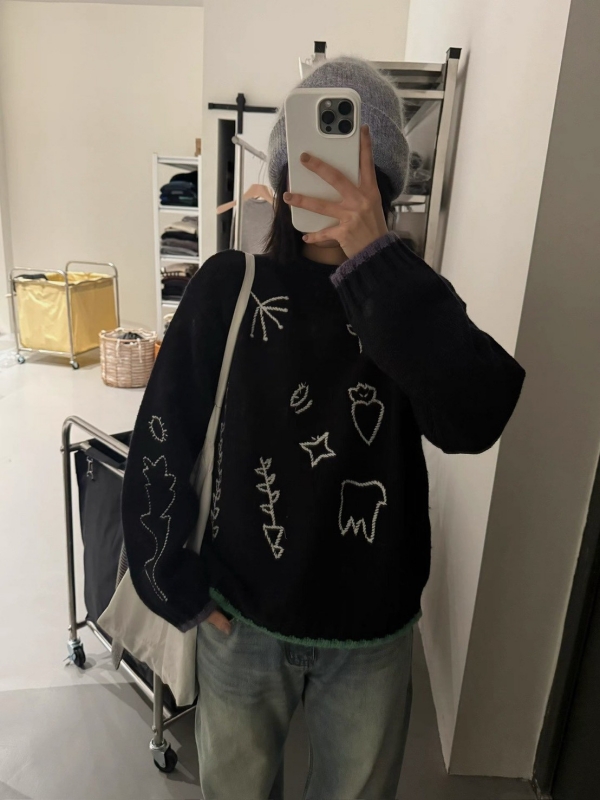 韓 線條圖案上衣 3色