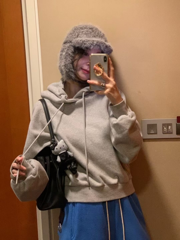 韓 短版連帽上衣 5色 size