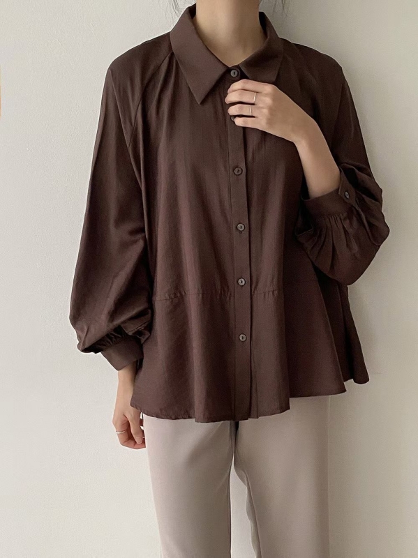 韓 下車線素色襯衫 4色