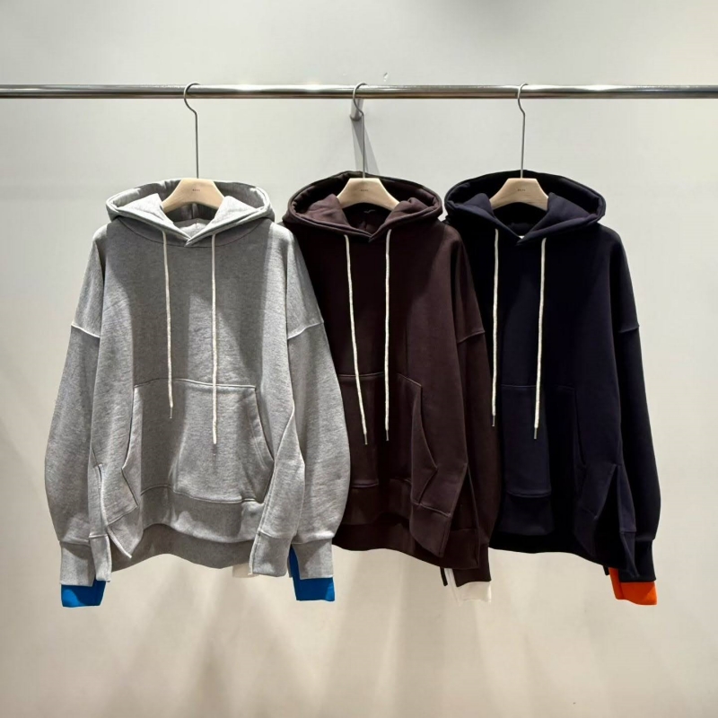 韓 配色袖口連帽上衣 3色