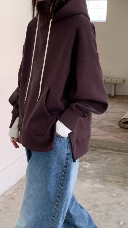 韓 配色袖口連帽上衣 3色