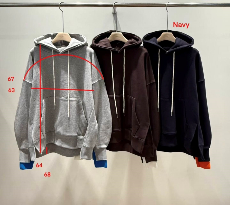 韓 配色袖口連帽上衣 3色