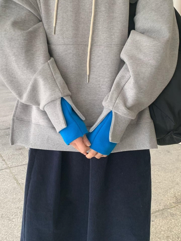 韓 配色袖口連帽上衣 3色