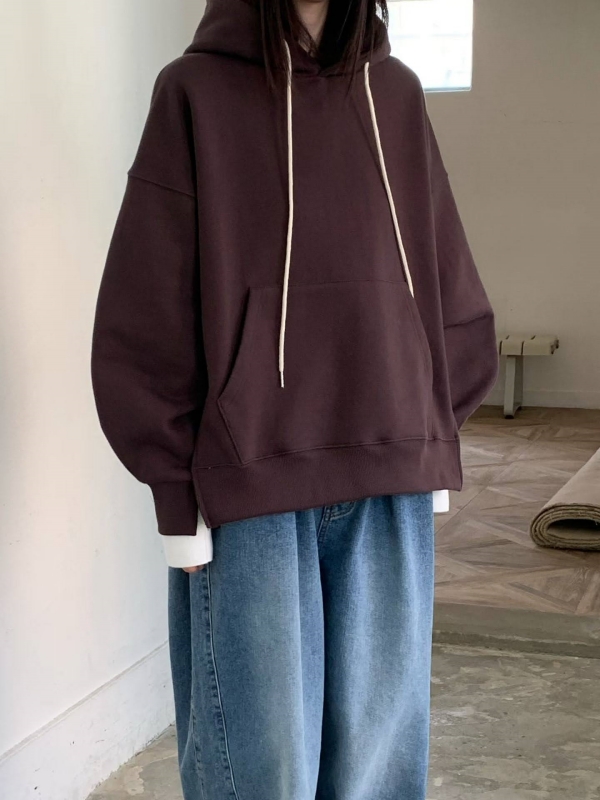 韓 配色袖口連帽上衣 3色