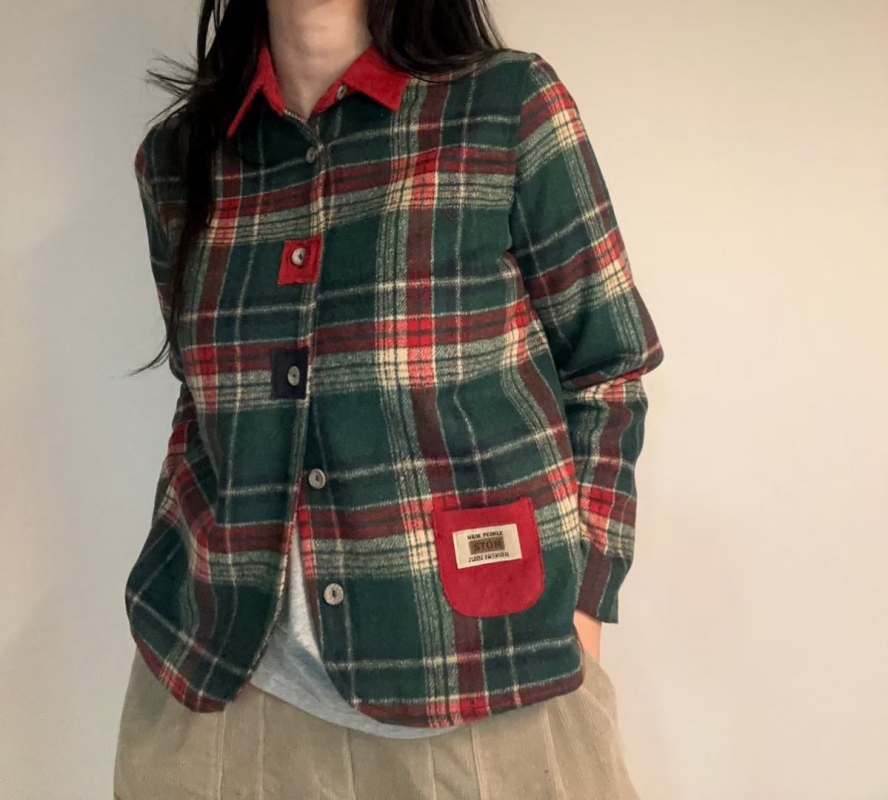 韓 配色領格文襯衫 2色