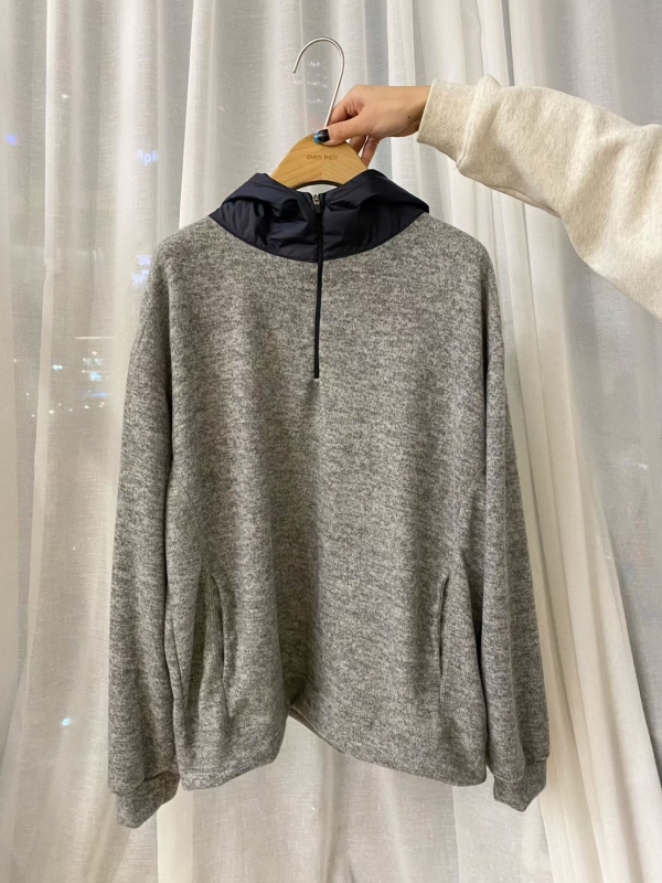 韓 混色感拉鍊連帽上衣 4色 size