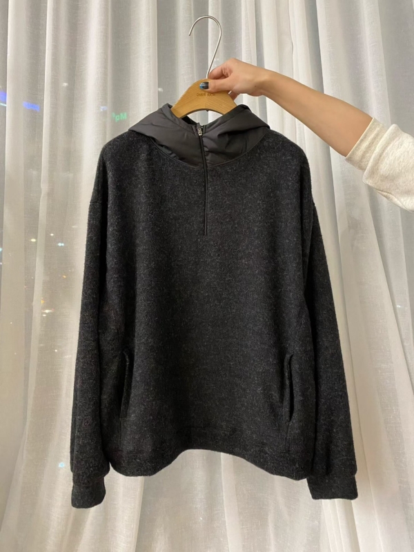 韓 混色感拉鍊連帽上衣 4色 size