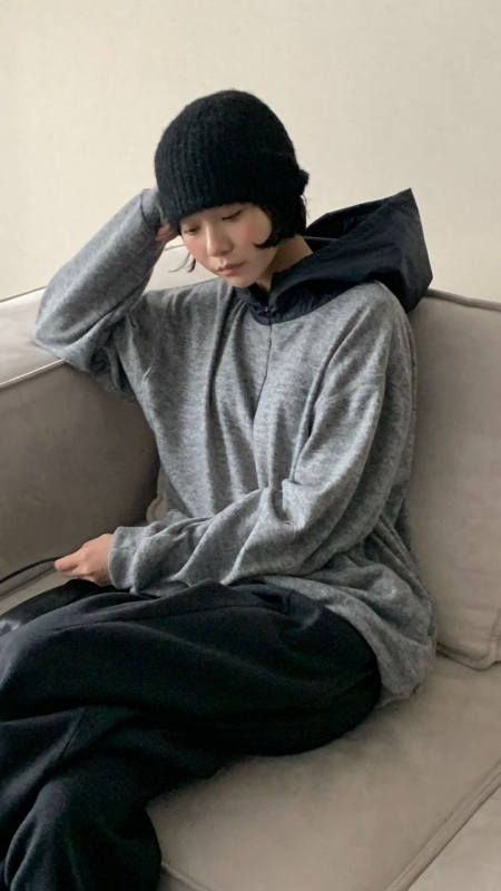 韓 混色感拉鍊連帽上衣 4色 size