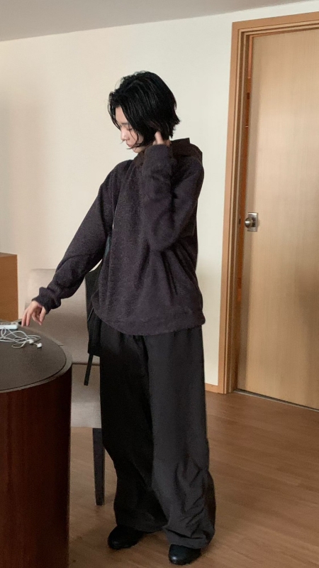 韓 混色感拉鍊連帽上衣 4色 size