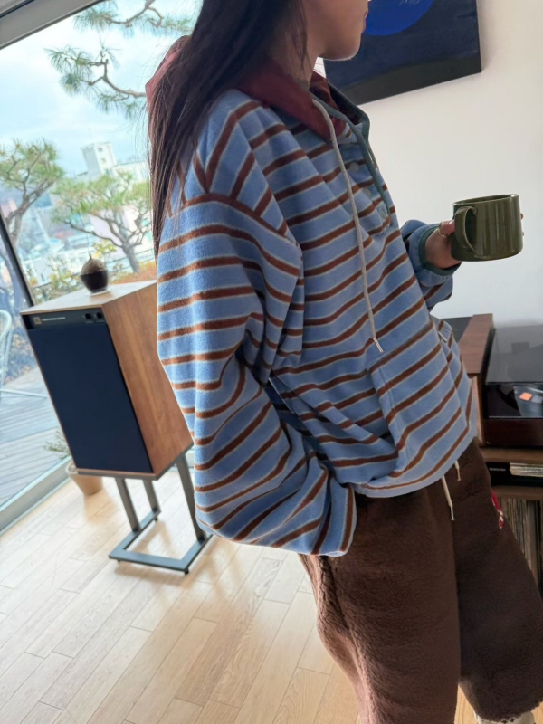 韓 配色帽連帽上衣 2色 size