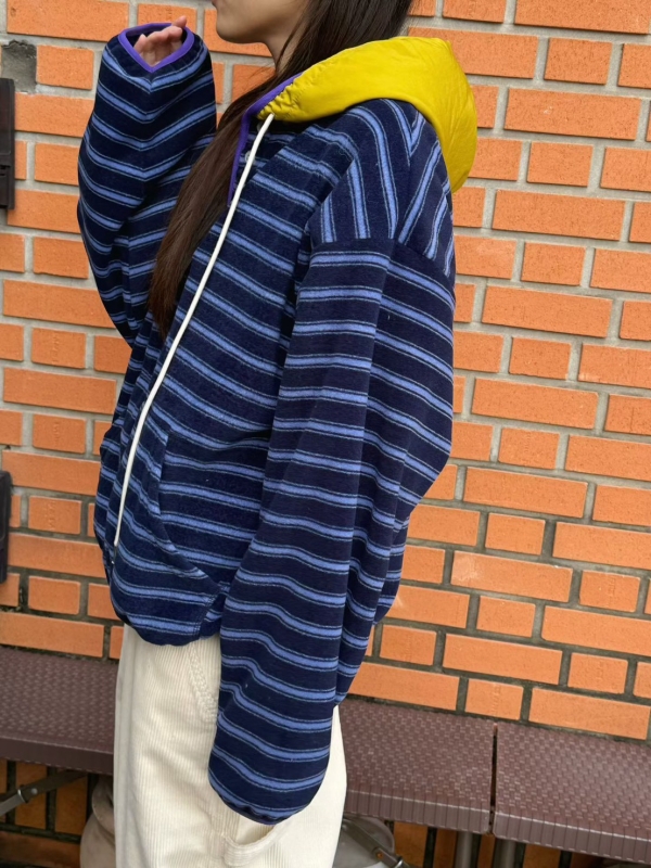 韓 配色帽連帽上衣 2色 size