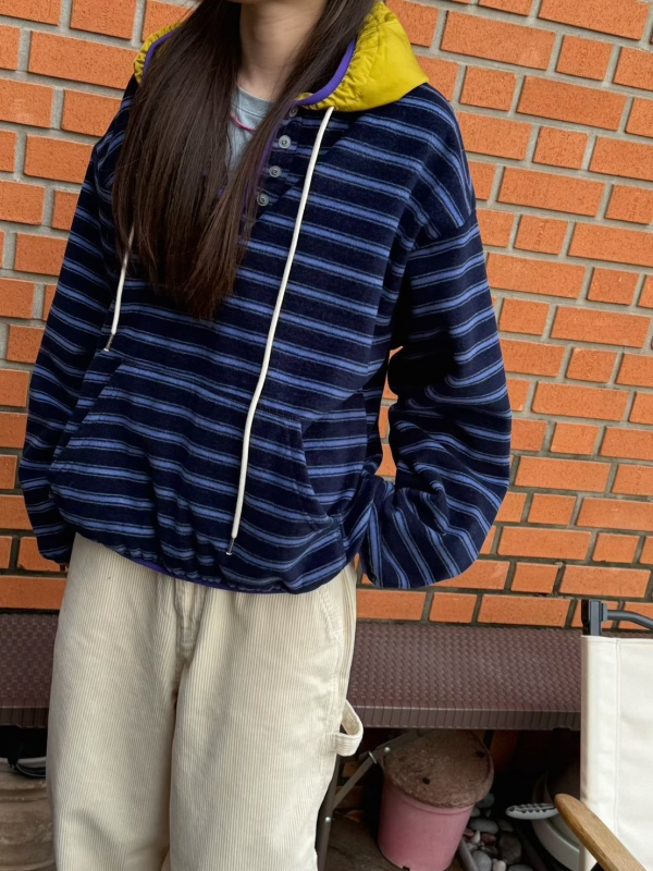 韓 配色帽連帽上衣 2色 size