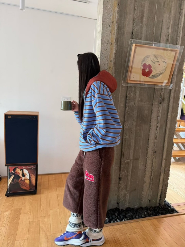 韓 配色帽連帽上衣 2色 size