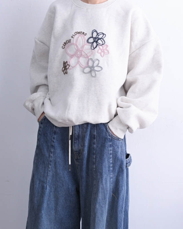 韓 繡線花上衣 2色 size