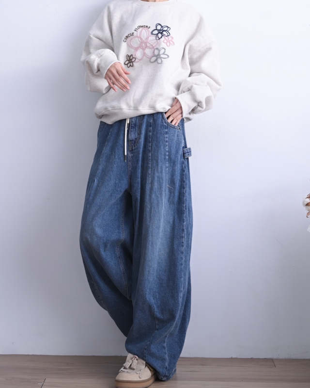 韓 繡線花上衣 2色 size