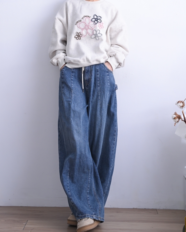 韓 繡線花上衣 2色 size