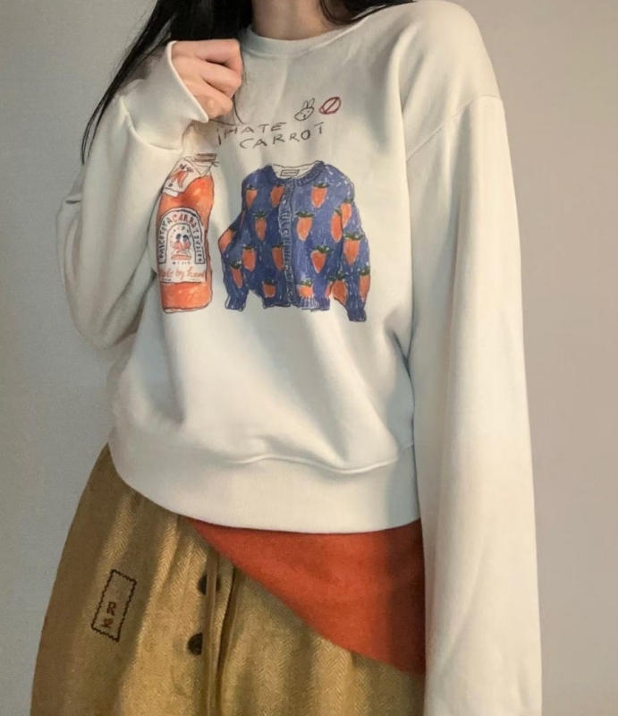 韓 手繪風圖案上衣 2色 size