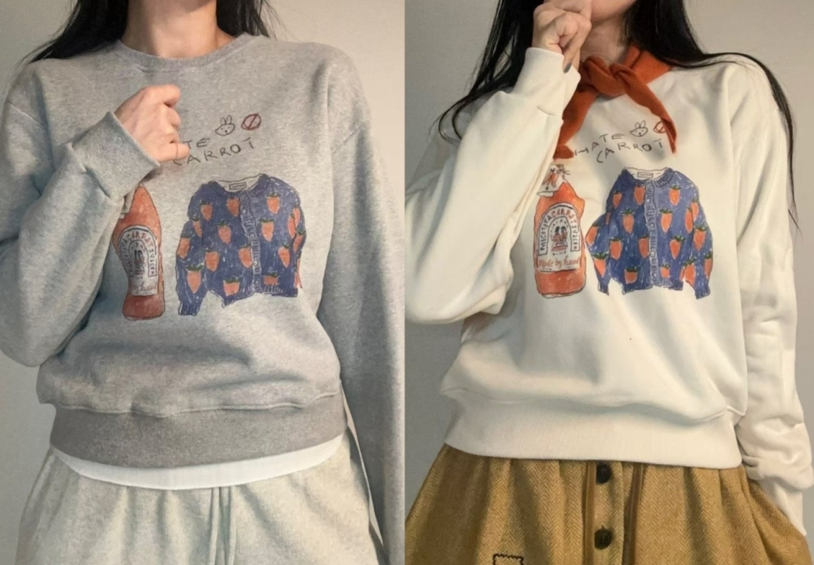 韓 手繪風圖案上衣 2色 size