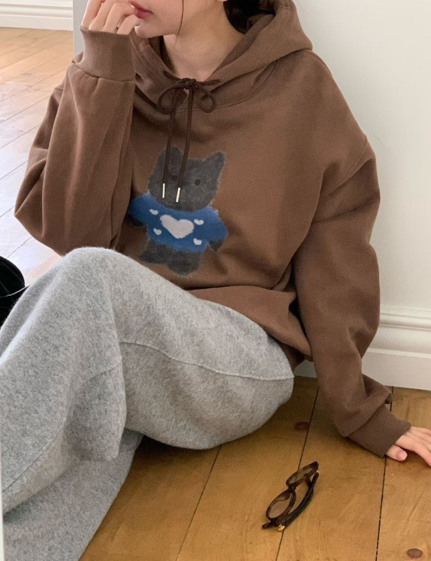 韓 連帽熊上衣 2色 size