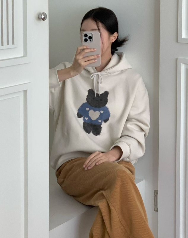 韓 連帽熊上衣 2色 size