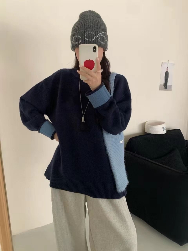 韓 配色袖上衣 6色