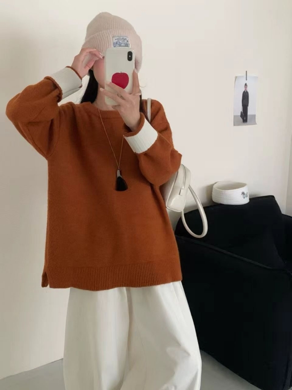 韓 配色袖上衣 6色