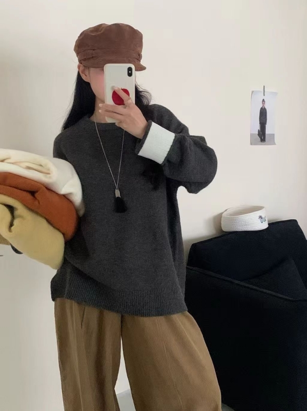 韓 配色袖上衣 6色