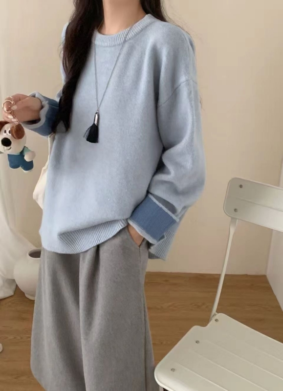 韓 配色袖上衣 6色