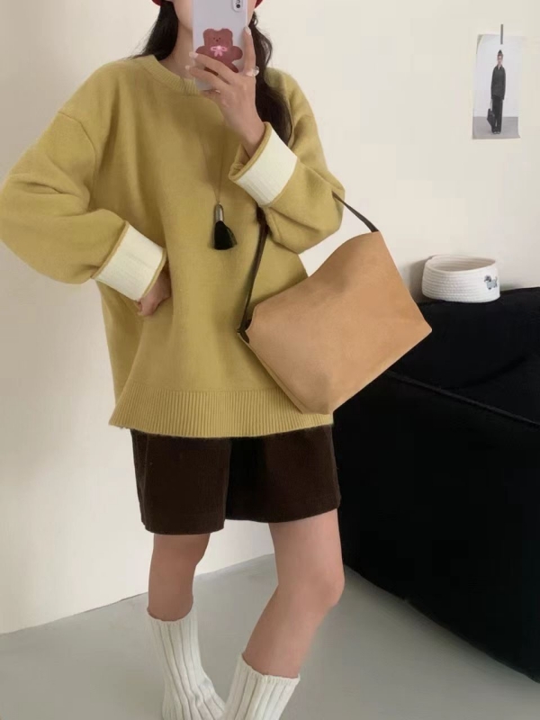 韓 配色袖上衣 6色