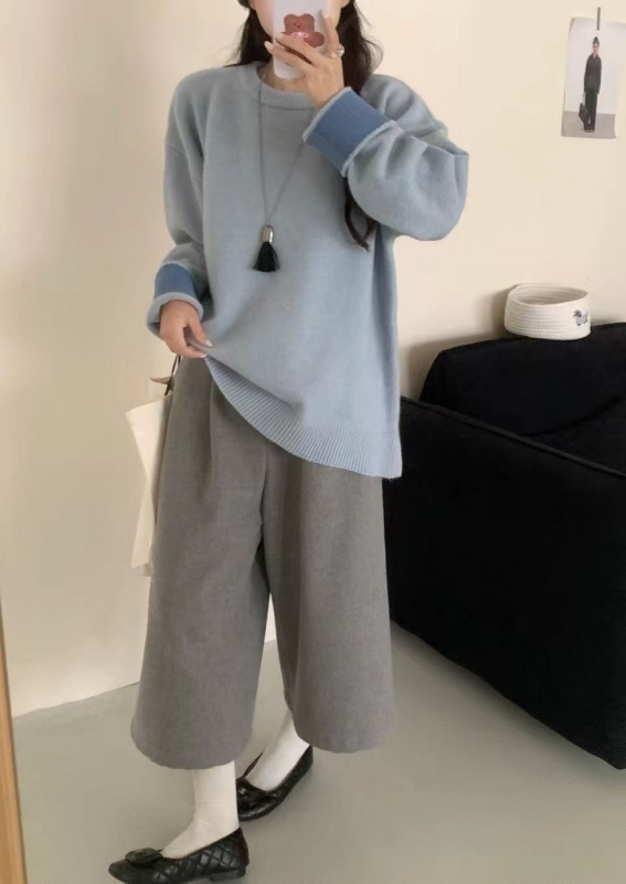 韓 配色袖上衣 6色