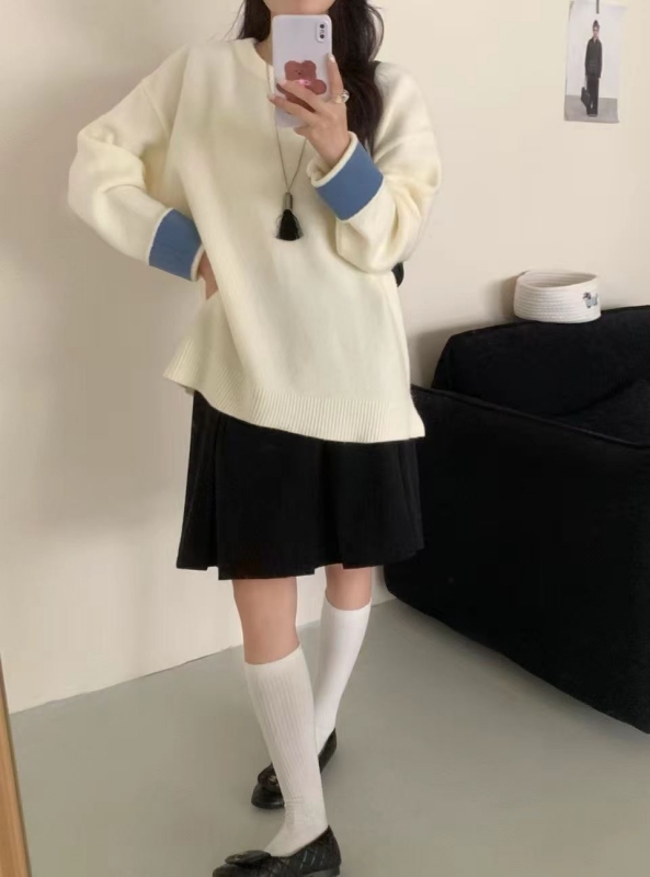 韓 配色袖上衣 6色