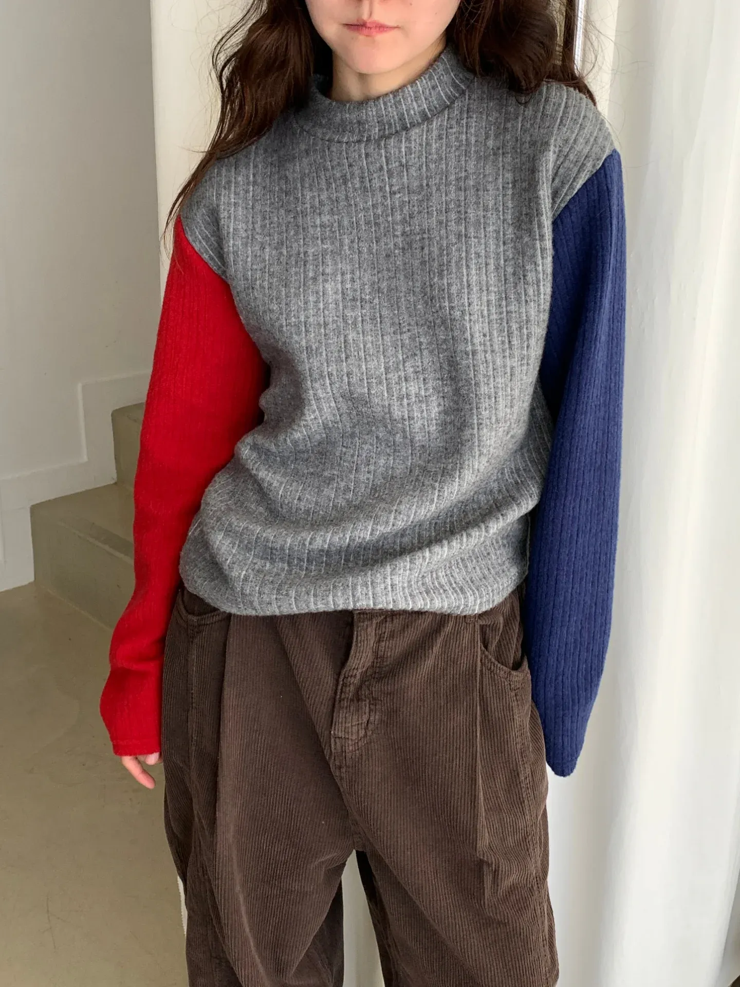 韓 雙袖配色上衣 3色