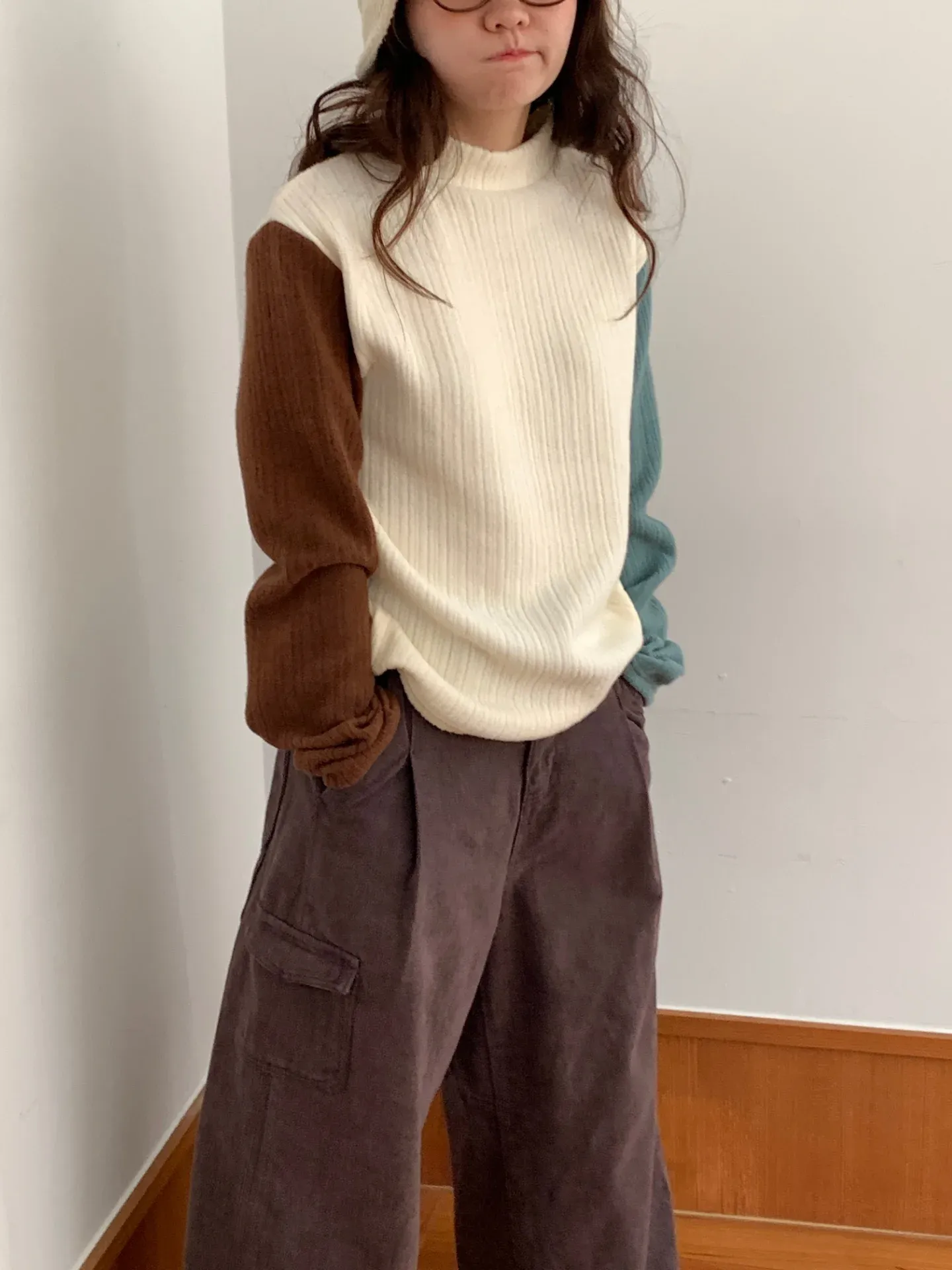 韓 雙袖配色上衣 3色