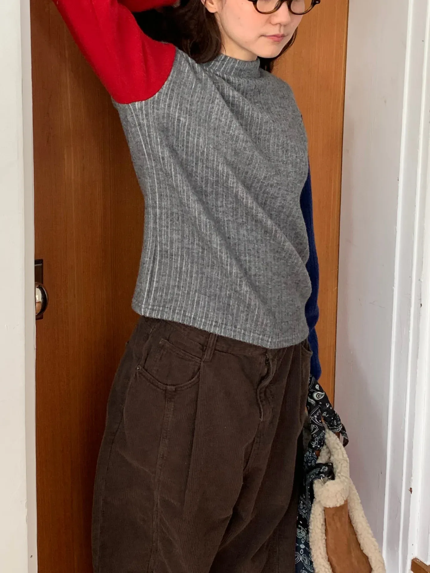 韓 雙袖配色上衣 3色