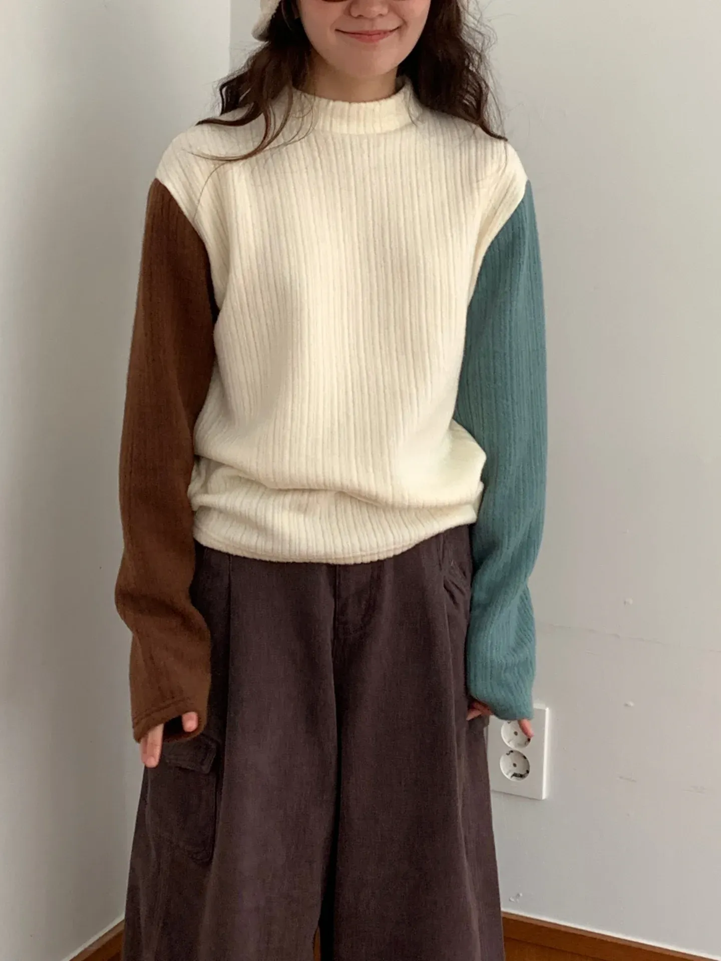 韓 雙袖配色上衣 3色