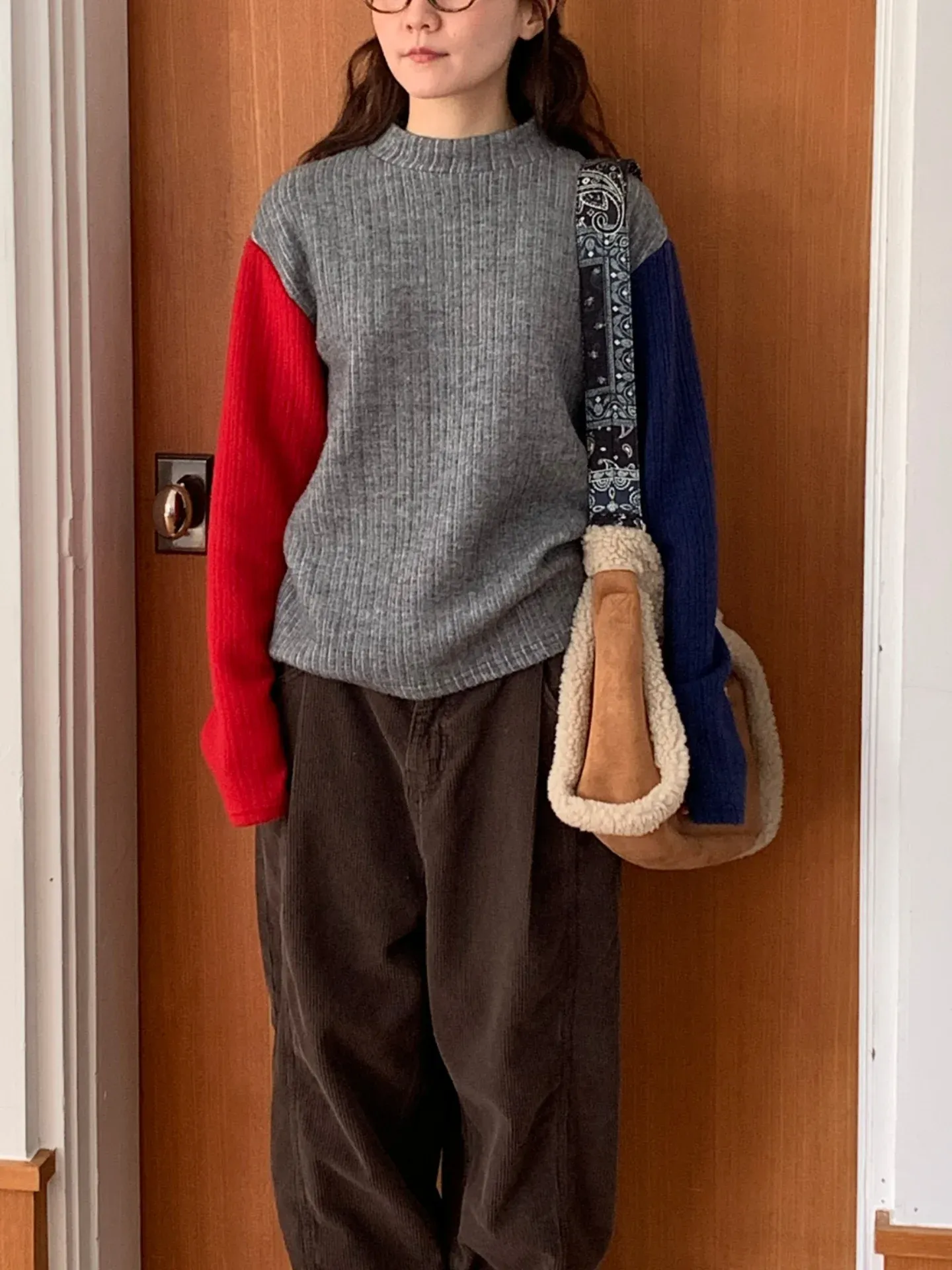 韓 雙袖配色上衣 3色