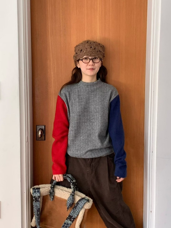 韓 雙袖配色上衣 3色