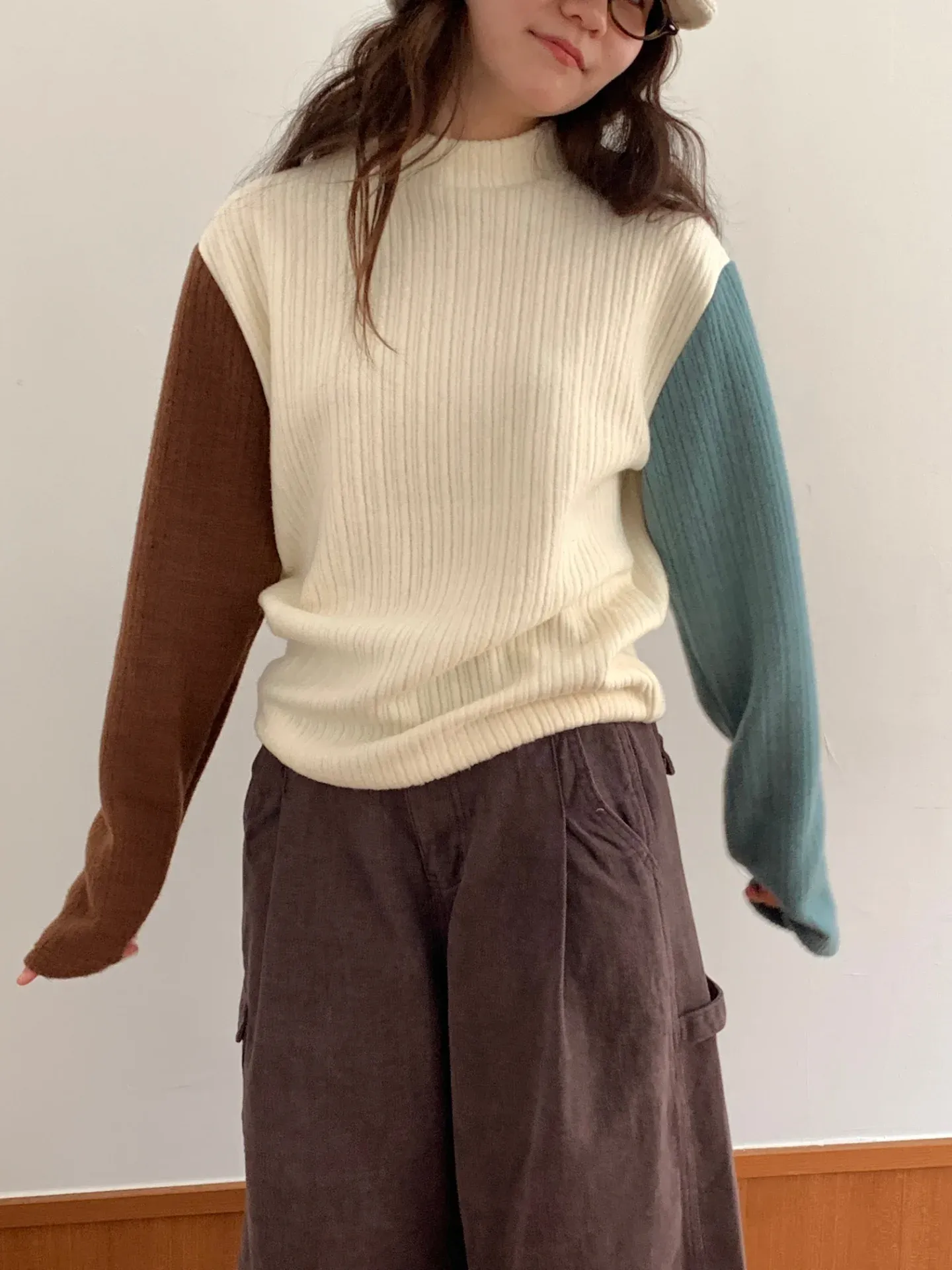 韓 雙袖配色上衣 3色