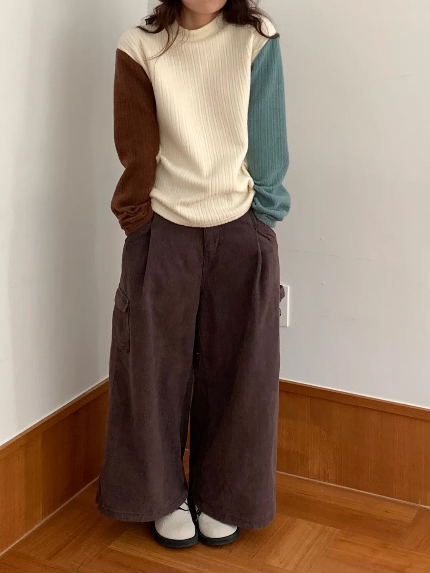 韓 雙袖配色上衣 3色