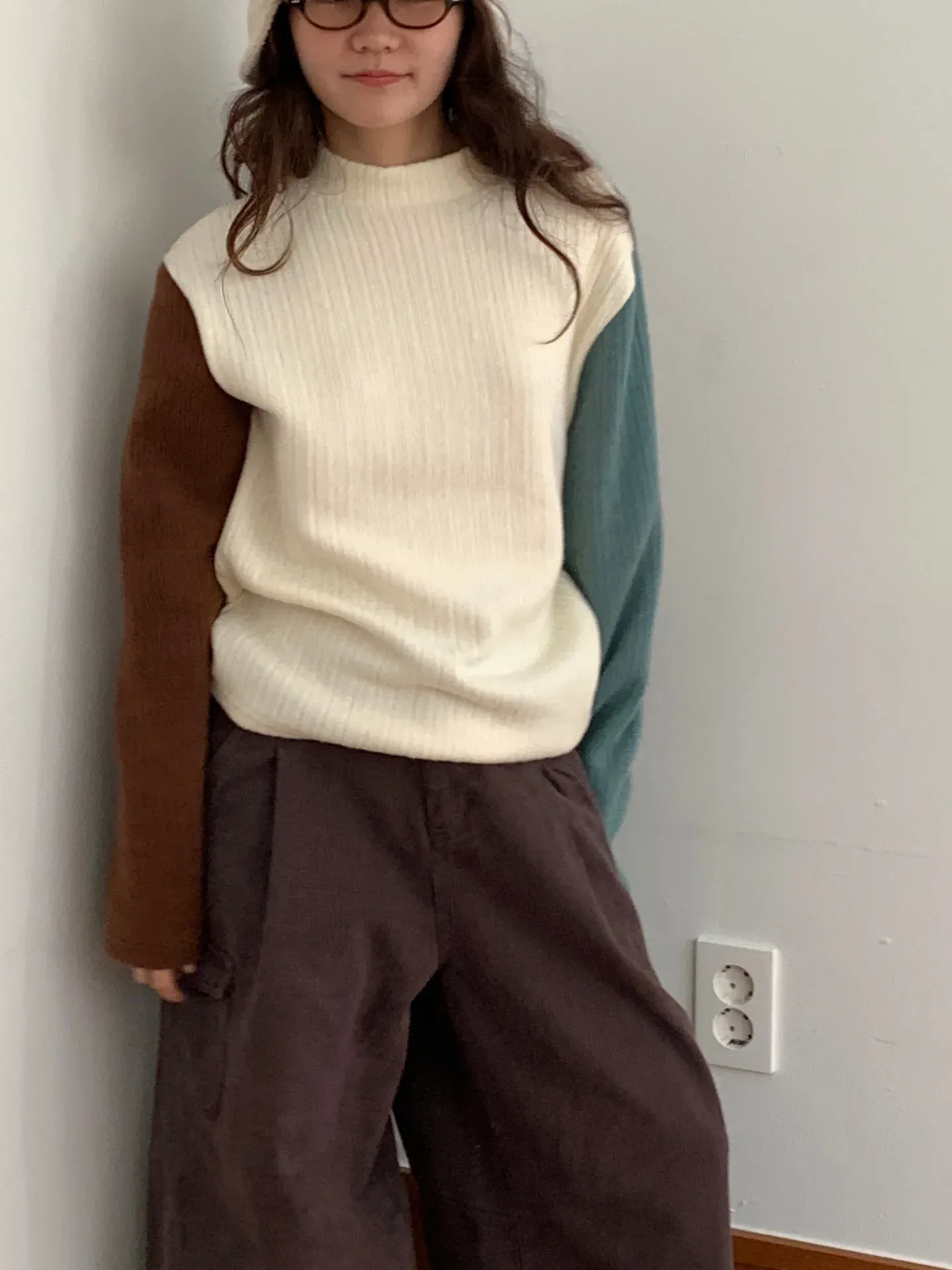 韓 雙袖配色上衣 3色