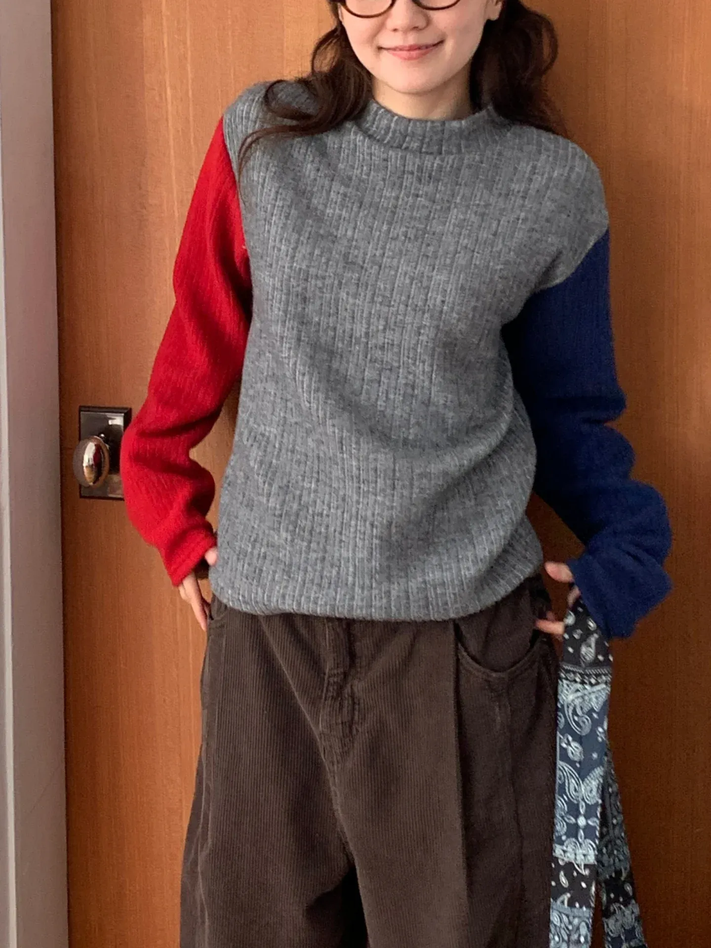 韓 雙袖配色上衣 3色