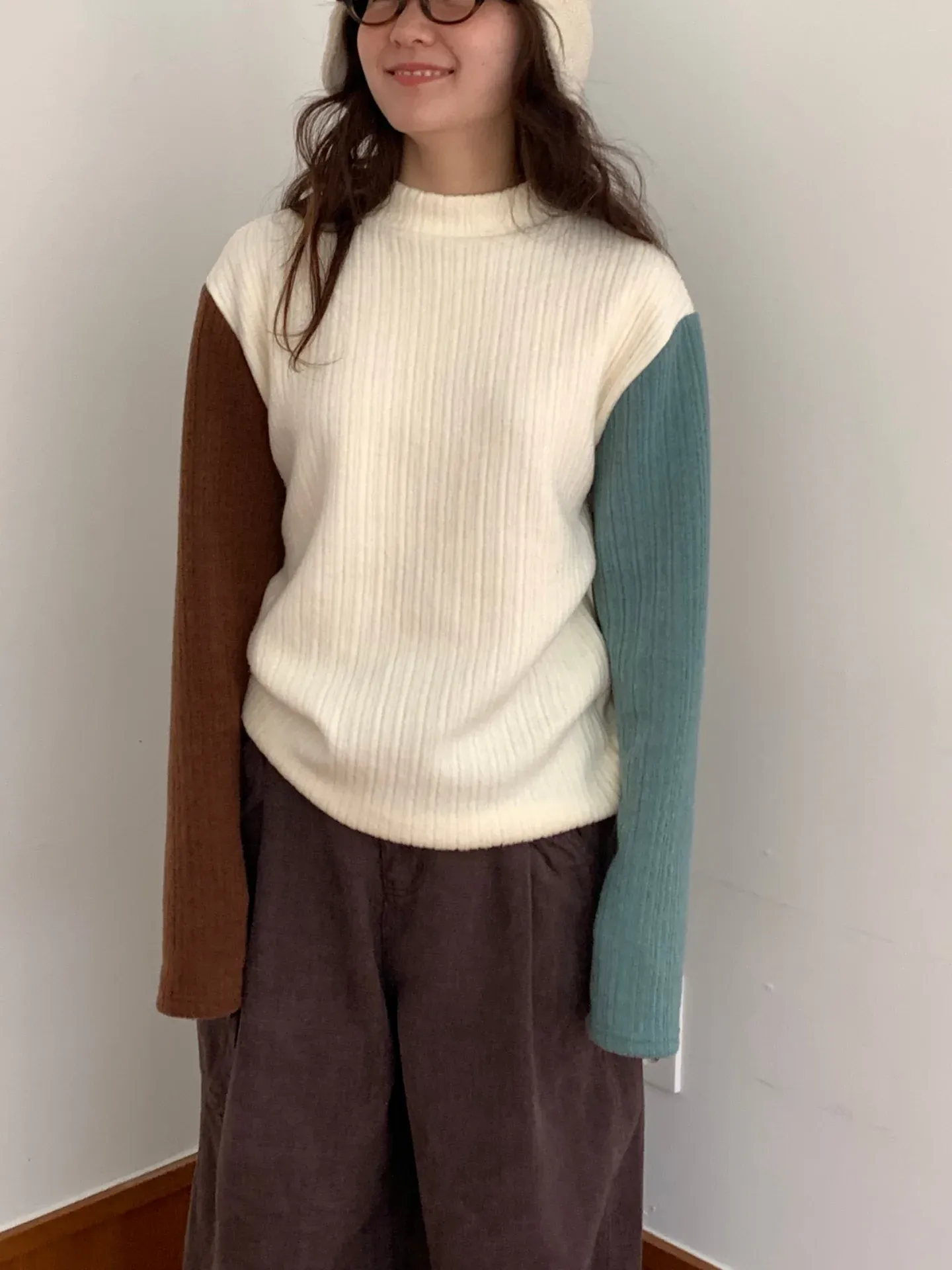 韓 雙袖配色上衣 3色