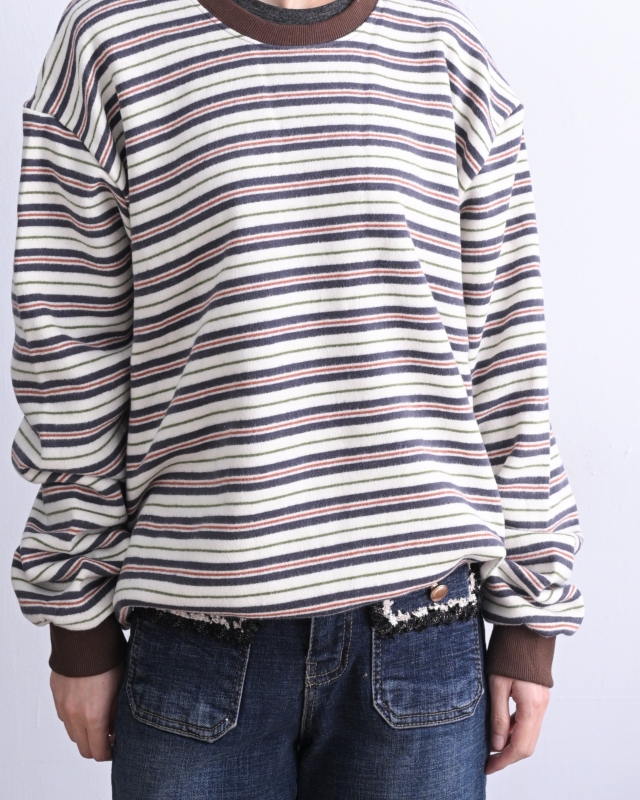 韓 圓領細條上衣 2色 size