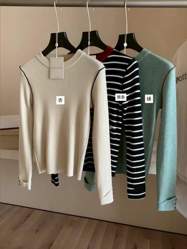 韓 袖配色線上衣 3色