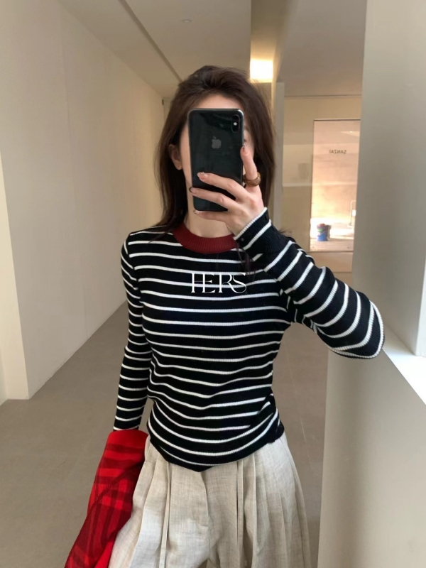 韓 袖配色線上衣 3色