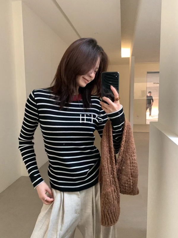 韓 袖配色線上衣 3色